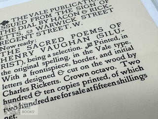 Item #294 [Order Form for Henry Vaughan’s Sacred Poems]. Vale Press Ephemera