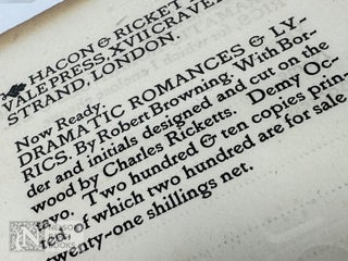 Item #295 [Order Form for Robert Browning’s Dramatic Romances & Lyrics]. Vale Press Ephemera